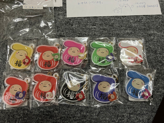 Pompadour Daruma Keychain